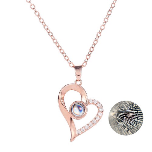 I LOVE YOU in 100 language Necklace Romantic gifts for mom wife girlfriend girls - Picture 22 of 32