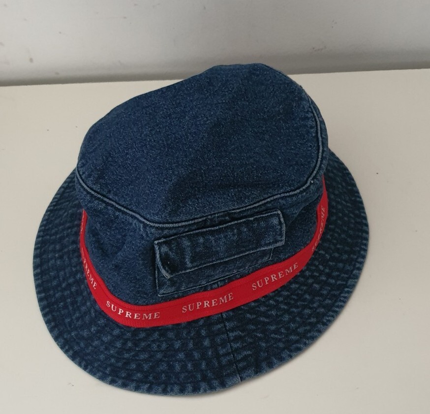 帽子 Supreme Jacquard Logos Denim Crusher Hat FW19 Supreme Jacquard Logo Taping crusher S/M Pocket bucket