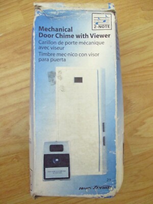 Zenith Mechanical Door Chime Viewer Pushbutton 2 Note Dingdong Melody Gold/White