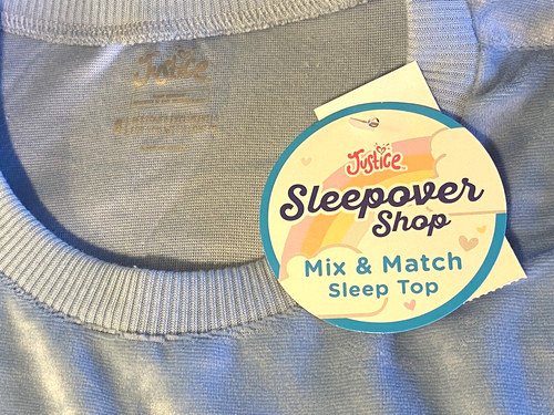 JUSTICE Girl 8 Blue Velour Fluffy Unicorn Siver Thread Accent Play Sleep Top NWT - Picture 4 of 7