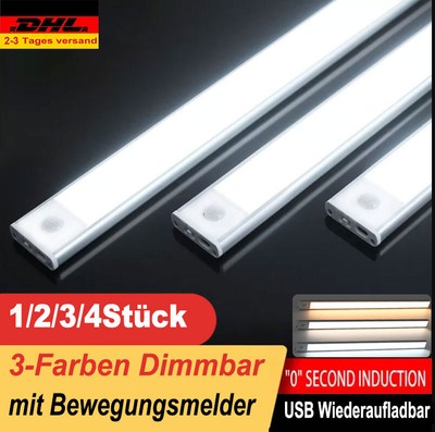 LED Unterbauleuchte 3in1 Dimmbar Mit Bewegungsmelder USB AKKU Küche Schranklampe