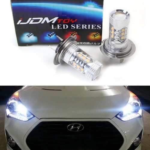 White High Power 80W-Max CREE H7 LED Bulbs For Hyundai On High Beam DRL Lights - Bild 1 von 9