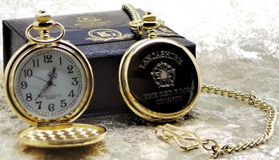 Personalisierte LANCASHIRE ROSE Taschenuhr im Luxus Geschenketui individuelle Gravur