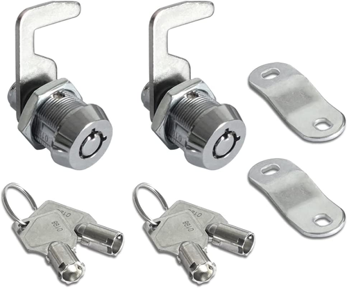 2 Pack Toolbox Lock 5/8" Tubular Cam Replacement Lock Hook Cam Keyed Alike with - Picture 8 of 12