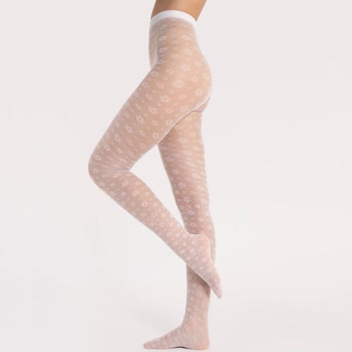 Fiore Footloose tights fantasy sheer mesh floral flower retor pattern 30 Den - Picture 8 of 23