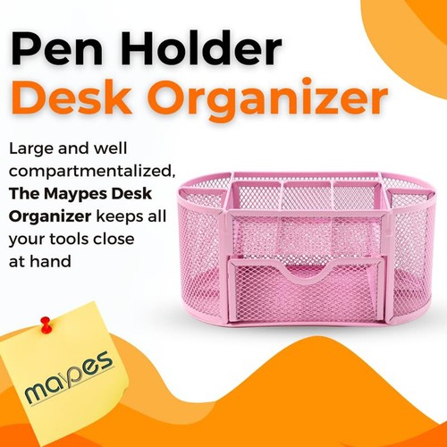 Pen Holder Desk Organizer – 9-Compartment Pencil Holder Desk Organizer with D... - Picture 2 of 9