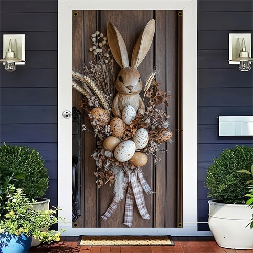 1 PC Easter Bunny and Easter Egg Hanging Decoration Front Door Easter Banner - Picture 6 of 8
