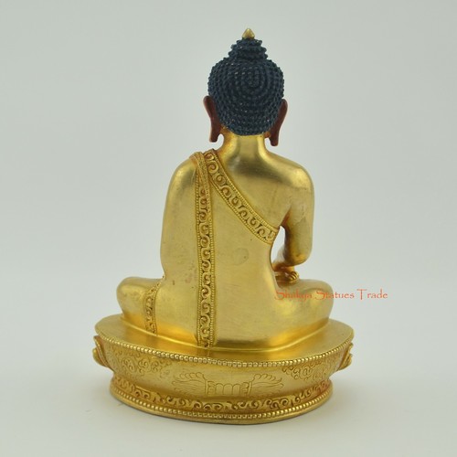 Gold detaillierte handgeschnitzte Shakyamuni Buddha Tomba Kupfer Statue aus Patan Nepal - Bild 4 von 4