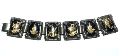 Vintage Bracelet Asian Scenic Panel Revival Repair For Parts Intaglio Glass 11