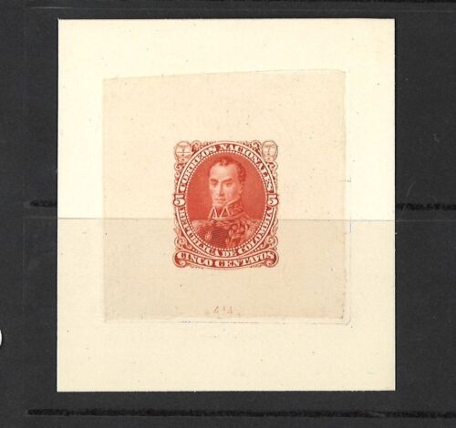 1880´s COLOMBIA, RARE HAMILTON ESSAY, DIE PROOF, BOLIVAR $$