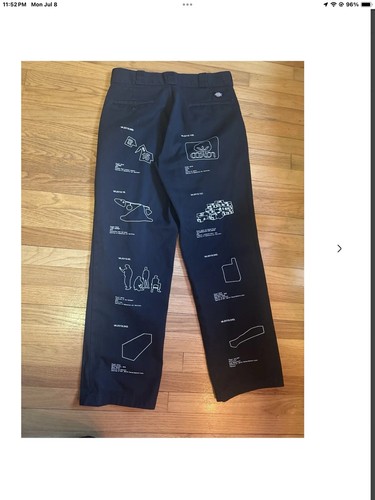 VIRGIL ABLOH X Dickies FOS Registrar Pants Figure Of Speech Black Size 40/32 NWT - Picture 14 of 18