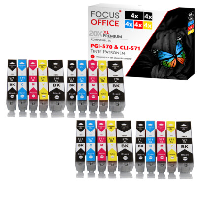 20x XXL Patronen PGI-570 CLI-571TS6051 TS5051 MG5751 TS5050 TS6050 M5750 TS5053