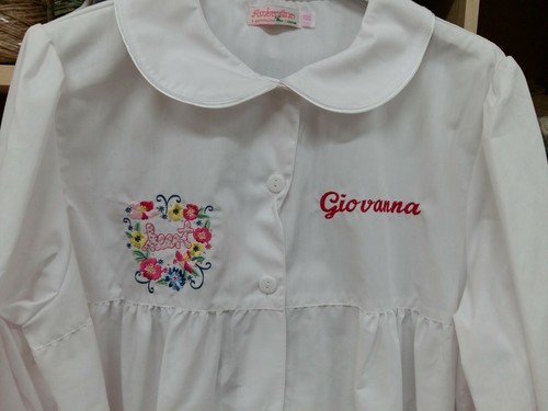 Grembiule Asilo con Nome RICAMATO Celeste Rosa bambino e bambina - Foto 10 di 14