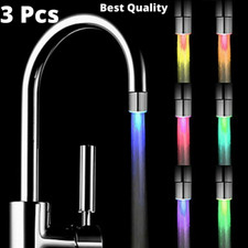 3 Pcs LED Water Stream Faucet Light 7 Colors Changing Shower Spout Sink Tap