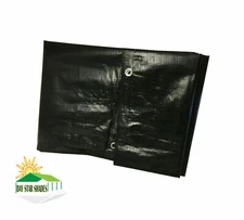 EXTRA Heavy Duty 14 mil Black Tarp 3 Ply Coated Reinforced Canopy 6 oz 3 Layer