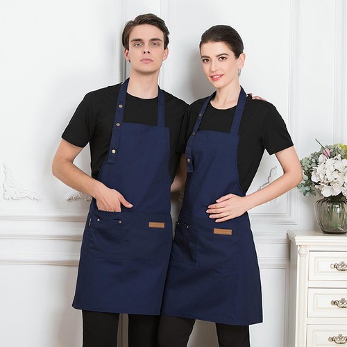 Chefs Kitchen Cooking BBQ Plain Denim Canvas Pockets Apron Butcher Crafts Baking - Picture 10 of 14
