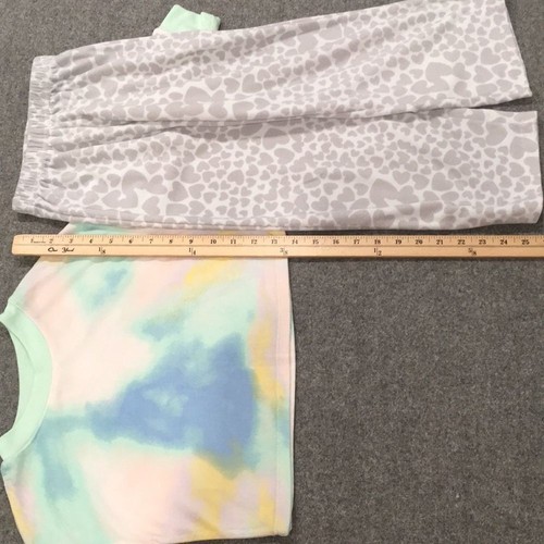 Art Class Carter's Girls S 6/6X Pajama Set Fleece Tie Dye Crop Heart - Picture 10 of 10