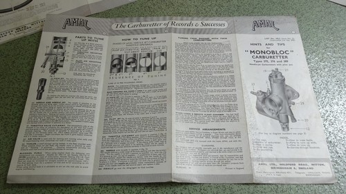 AMAL MONOBLOC 375 376 389 MOTORCYCLE Carburettor BROCHURE PARTS LIST Job Lot - Picture 2 of 21