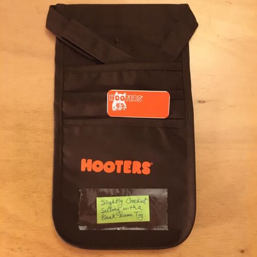 New Authentic Hooters Girl Uniform Brown Money Pouch Slightly Crooked & Name Tag - Picture 2 of 13