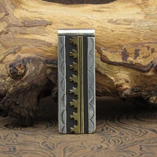Navajo Sterling Silver And Red Brass Money Clip By Tom & Rose Singer