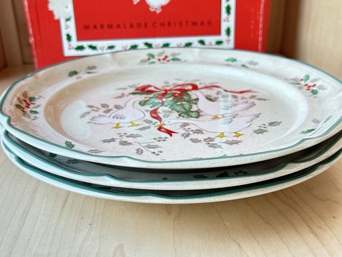 3- Vintage International "Marmalade Christmas" Geese Bows 11 Inch Dinner Plate - Picture 2 of 9