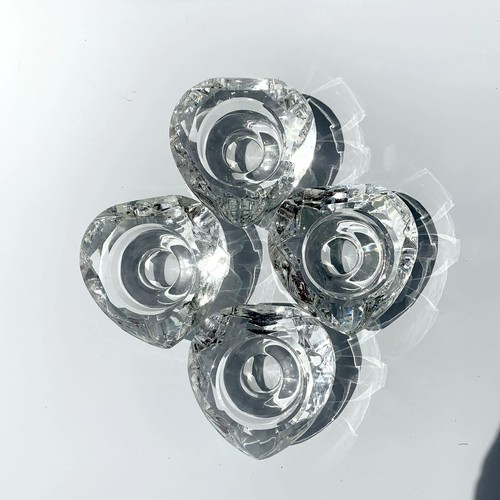 Enchante Tea Light Diamond Cut Crystal Candle Holder, Clear, DOMESTIC SHIPPING - Picture 9 of 20