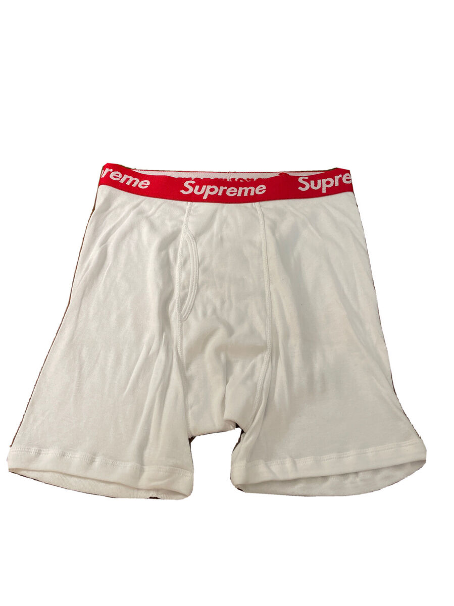 SUPREME/ HANES/ WHITE UNDERWEAR BOXER BRIEFS SIZE MEDIUM (SINGLES ONE BOXER)  NEW