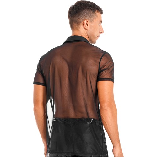 Men's Shiny Sequins Shirts Long Sleeve Button Down Shirt Party Nightclub Tee Top - Picture 39 of 45