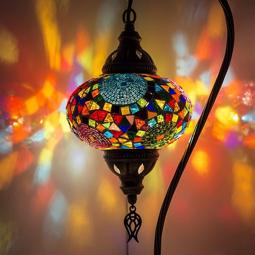 Turkish Moroccan Lamp Colourful Glass Mosaic Handmade Table Desk Light FREE BULB - Picture 2 of 6