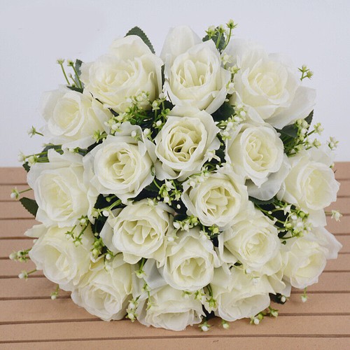 18 Heads Silk Rose Artificial Flowers Fake Bouquet Wedding Home Party Decor - Picture 25 of 50