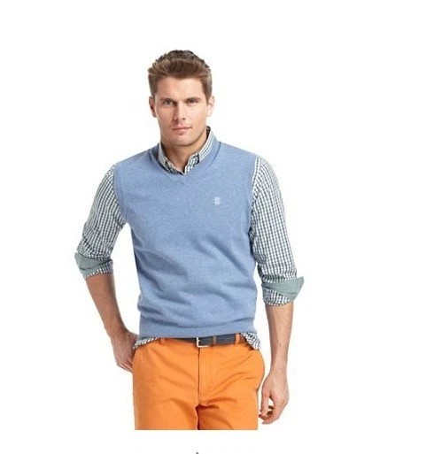 NEW Izod Men's V-neck Cotton Sweater Vest Gray Blue Red Purple L XL 2XL - Image 3 of 4