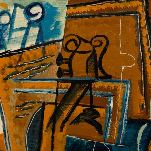 Manner of Georges Braque - Framed 20th Century Oil, Still Life with Violin - Picture 4 of 7