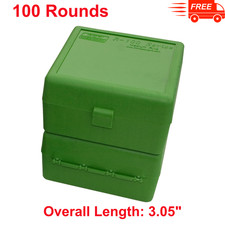 100 Round Flip-Top Rifle Ammo Box 22-250, 308 Win, 243, Snap-lock Latch Design