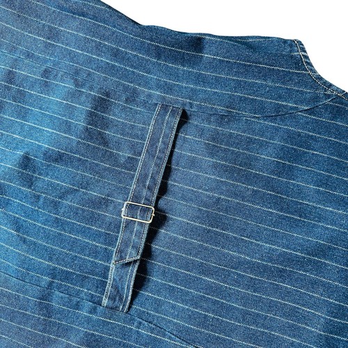 Ode Sz Large Lidia Pinstripe Blue Denim Longline Vest Tailored Work Business 90s - Picture 5 of 8