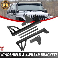 50/52" Roof Front Windshield Light Bar Mount Brackets For Jeep Wrangler JK 07-18