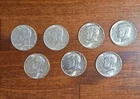 1964 Kennedy Half Dollar Silver Coins Lot, 7 Pieces, 50C, Circulated