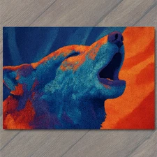 Art Print Howling Dog Blue Red Orange Swirl Texture Bold Animal Colorful Artwork