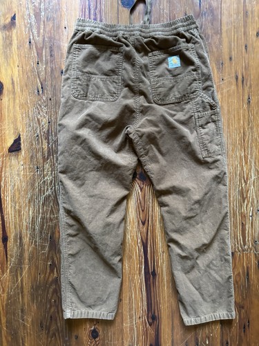 Pantalones de Pana Carhartt WIP Pedernal Para Hombres Grandes Marrón Grunge Patinador Trabajo - Imagen 5 de 7