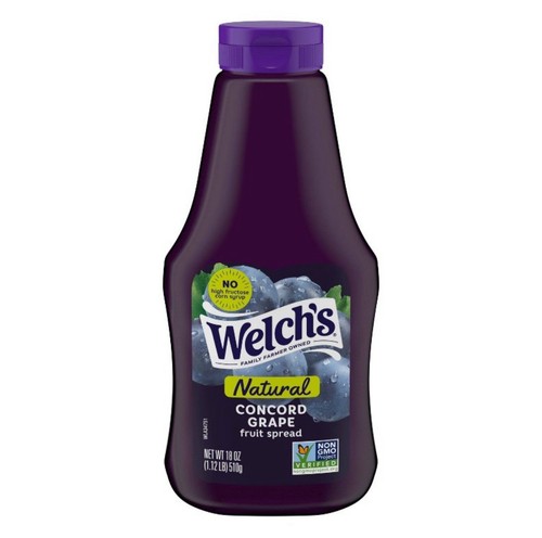 🟢 New Official Welch's NATURAL Concord Grape Jelly Jam Fruit Spread Bottle 20oz - Picture 1 of 2
