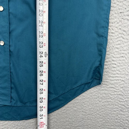 Malco Modes Shirt Mens 16-34 Blue Pearl Snap Western Rodeo Farm Vintage USA Made - Picture 11 of 14