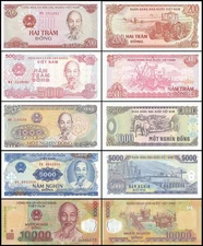 Vietnam 200-10000 Dong 5 Pieces Set, 1987-2020, UNC