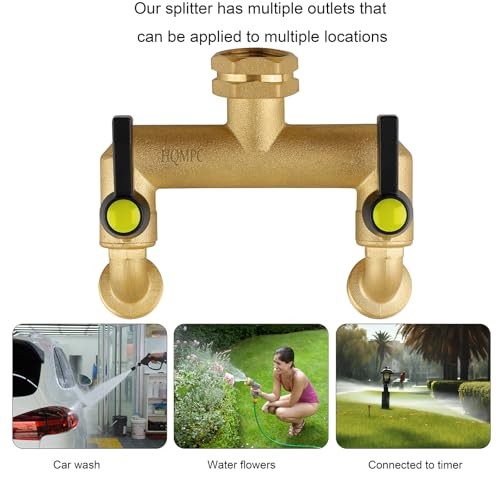 Garden Hose 2 Way Valve Brass Splitter with Solid Brass Handle Hose Adapter 2 - Bild 7 von 7