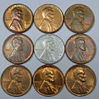 9 Lincoln Wheat Cents Uncirculated/Toned All Different Dates! (Lot#18)