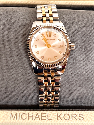 MICHAEL KORS MK4740 Petite Lexington Two-Tone Women's Watch BNWT Gift Box $225 - Picture 3 of 7