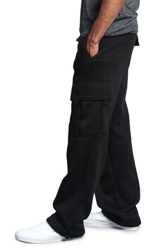 Mens Fleece Sweatpants Heavyweight Cargo Casual Leisure Fashion Sports Pants - Foto 12 di 26