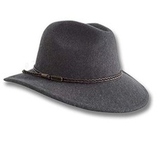 Oztrala Outback Fedora Australian Wool Felt HAT HW02 Mens Women Kids 7 1/4 Grey