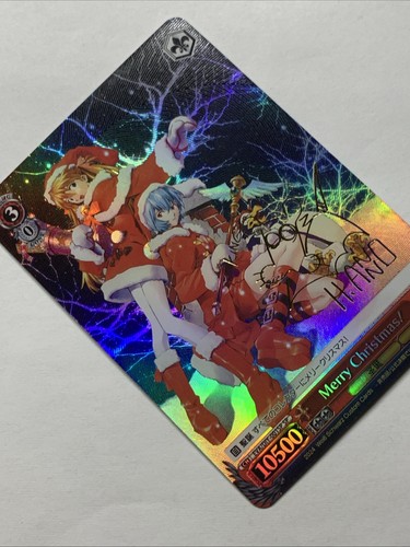 Xmas Rei & Asuka Evangelion Girl Waifu Card Holo Foil Anime Rare Signature Weiss - Picture 4 of 12