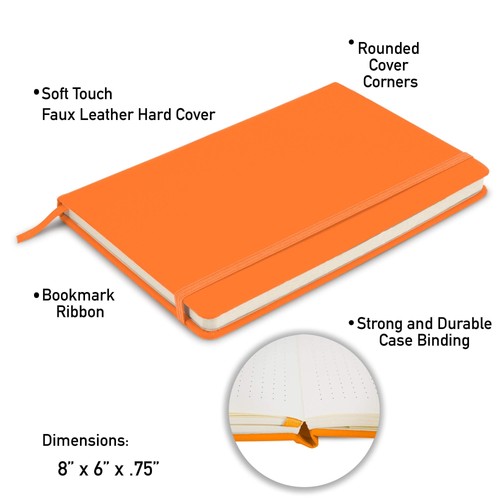 A5 Dotted Notebooks - Grid Notebook, 192 pages, 5.7" x 8.4" (Orange, 20 Pack) - Bild 4 von 6