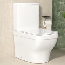 Back to Wall Rimless Close Coupled Toilet WC Bathroom Soft Close Seat, Cistern