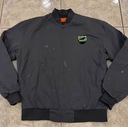VTG Mens XL LONG RED KAP Quilt Lined Full Zip Mechanic Bomber work Twill Jacket - Picture 2 of 9